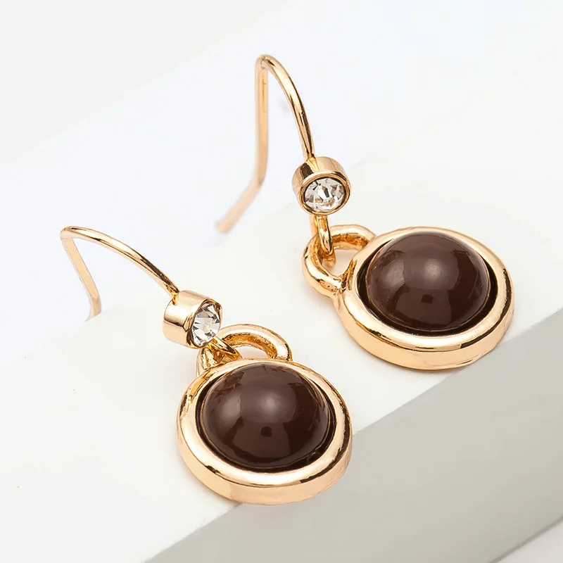 Золото Цвет с украшением в виде кристаллов свисающие серьги для женщин Стразы