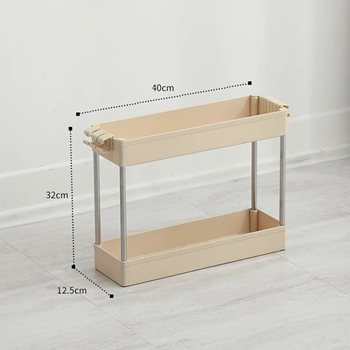 Beige 2 Layers Muli-назначение стеллаж для хранения Кухня холодильник боковая полка 2/3/4 Слои Ванная комната Экономия пространства организатор полка Gap держатель аксессуары для ванной комнаты - Цвет: Beige 2 Layers