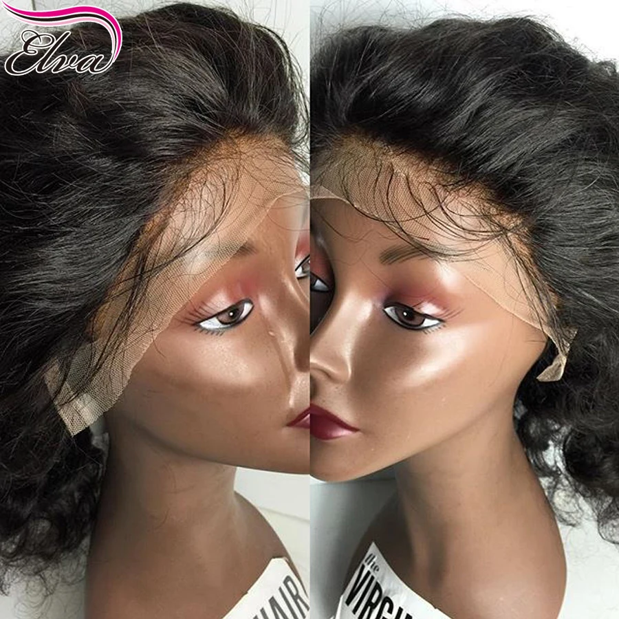 7a Перуанские Полное кружева парики человеческих волос для черных женщин