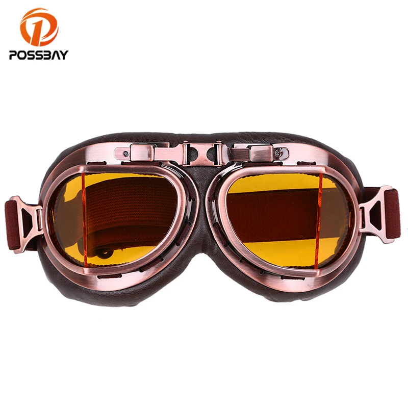 

POSSBAY Dustproof Motor Glasses Copper Vintage Snowboard Outdoor Sports Snowmobile Skiing Goggles Motocross Sunglasses
