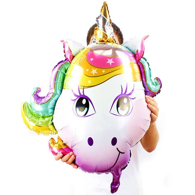 1pc unicorn face KAMMIZAD воздушный шар на 1-й День Рождения 50 шт. 5 дюймов прозрачные латексные шары Арка Черное золото для единорога вечерние babyshower декоративный воздушный шар - Цвет: 1pc unicorn face