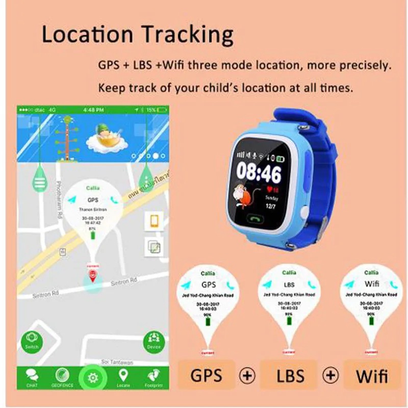 Детские Смарт часы PK Q100 Q50 Q528 водонепроницаемые с GPS Wi Fi сенсорным экраном кнопкой
