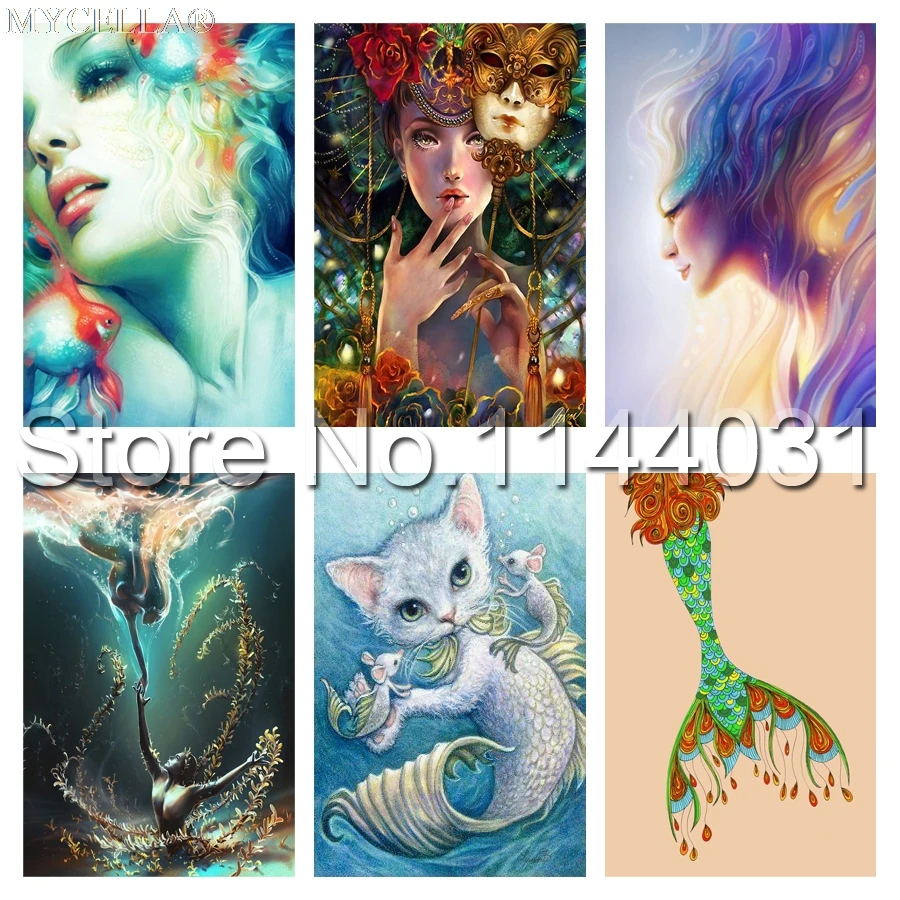 

DIY Diamond Painting Cross Stitch Cartoon Mermaid Needlework 5D Diamond Mosaic 3D Diamond Embroidery Rhinestones Christmas Gift