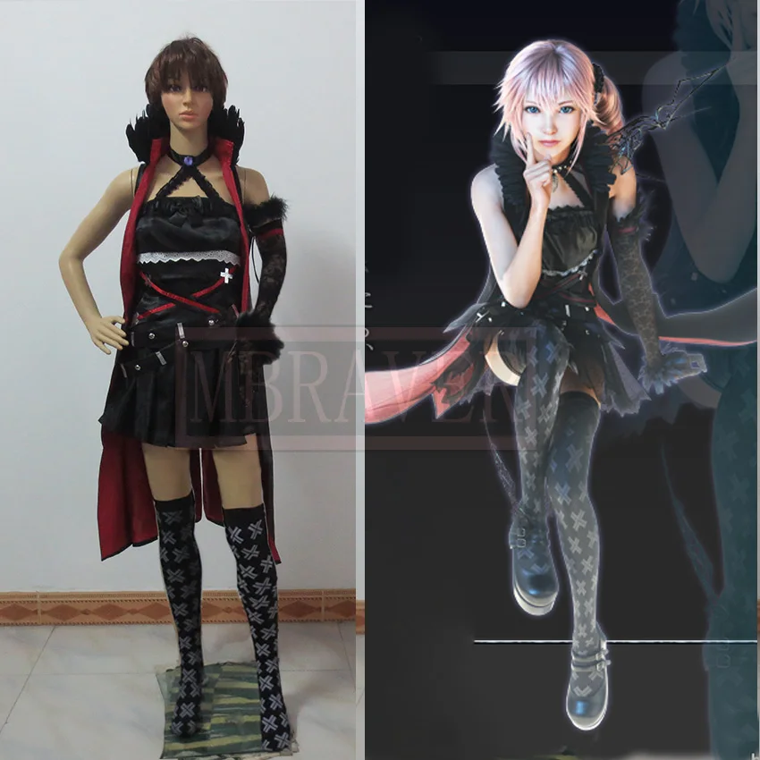 Костюм для косплея с молнией возвращается финальная фантазия 13 го люмина черная