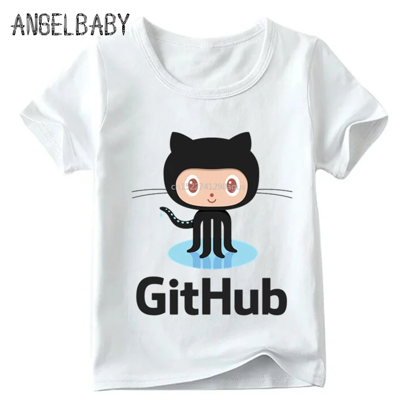 Детская футболка с программатором Geek кодирующим принтом Github летние белые топы