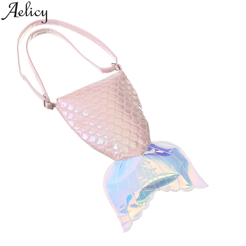 Женская сумка через плечо Aelicy с лазерным хвостом русалки диагональная упаковка
