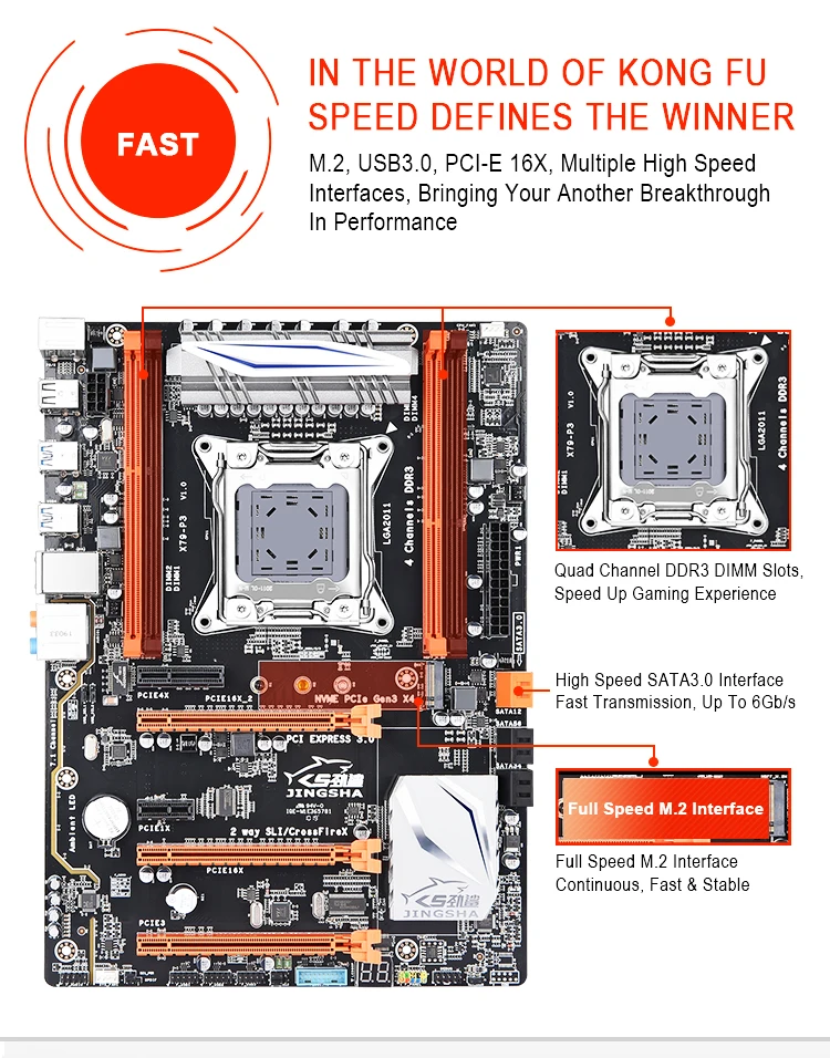 X79-P3 M.2 QUAD Channel X79 материнская плата по стандарту ATX LGA 2011 XEON игровая материнская плата+ E5-2660+ 16GB(4*4 GB) DDR3 ECC REG ram