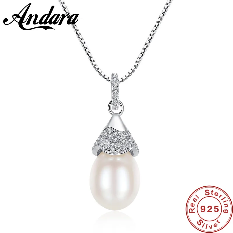 

Очаровательное жемчужное ожерелье для женщин, ювелирное изделие из стерлингового серебра 925 пробы, 100% натуральный пресноводный жемчуг, оже...