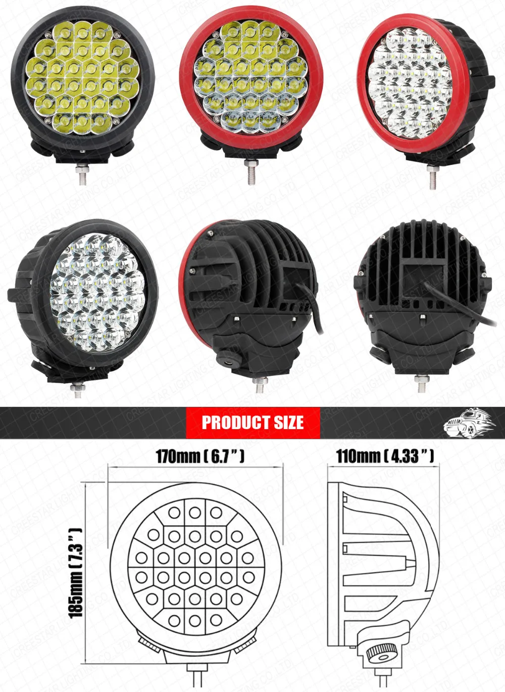 GDCREESTAR 140 W светодиодные фонари для внедорожников 12 V/24 V " светодиодный фары дальнего света мощный прожектор повышенной яркости 4x4 140 Вт 7" дюймовый светодиодный дальнего света x1pc