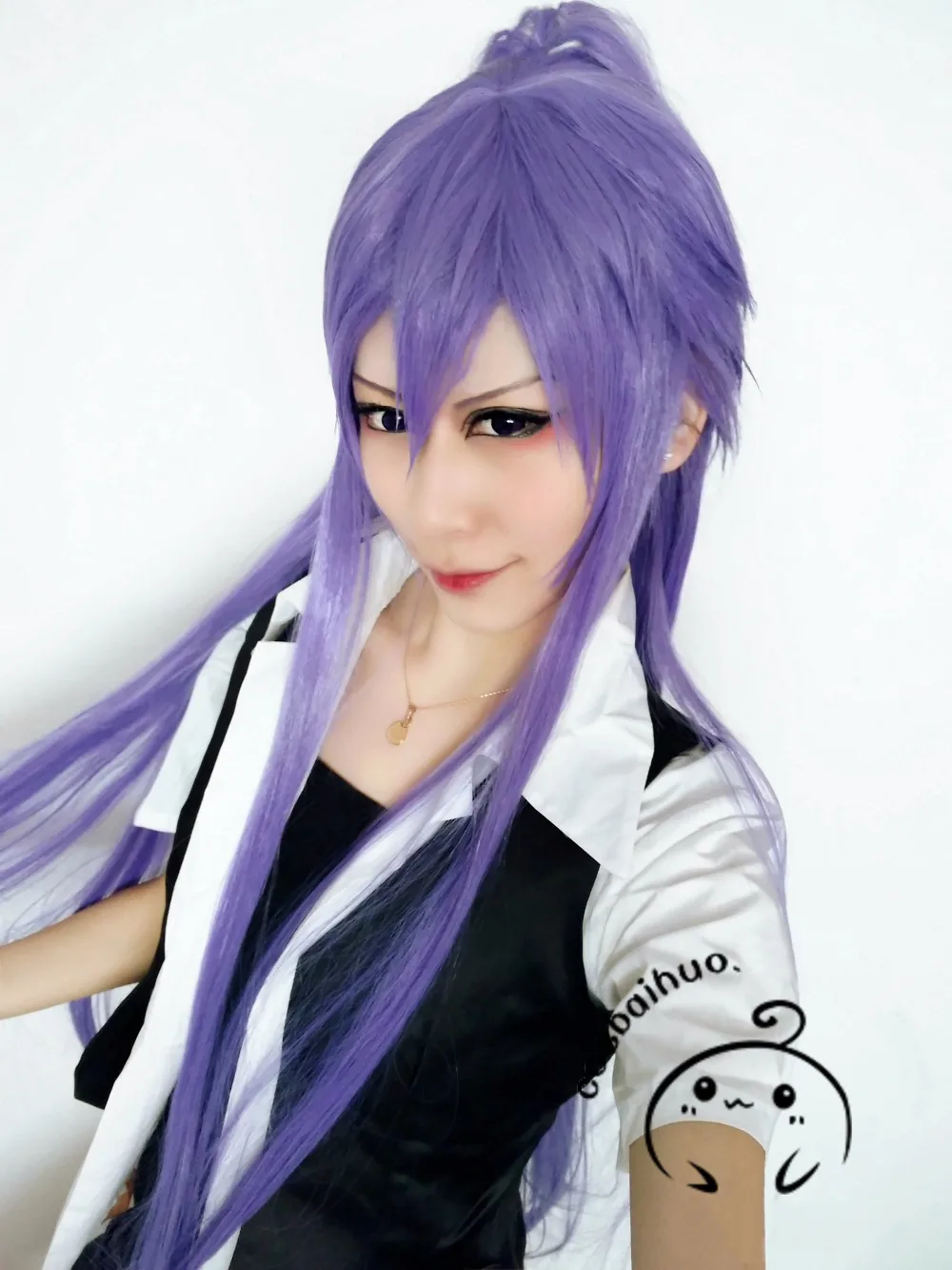 Gintama Косплэй фиолетовый парик Gakupo Фиолетовый Длинные прямые Синтетический волос для взрослых японского аниме ролевая игра