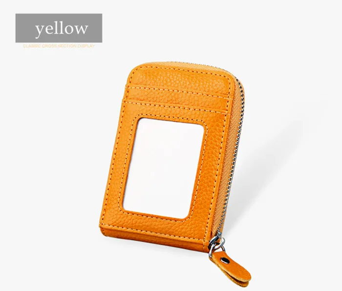 ZOVYVOL Новинка унисекс 11 цветов Блокировка кошельки с RFID натуральная кожа молния кредитный держатель для карт ID и кредитный держатель для карт s - Цвет: yellow KB09-3