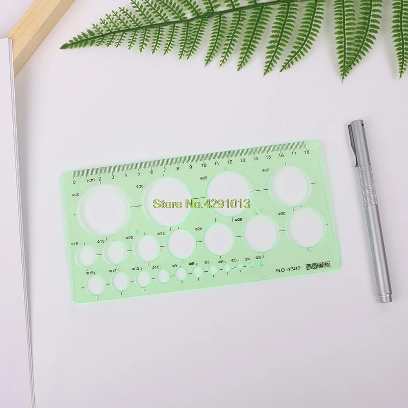 Green Plastic Circles Geometric Template Ruler Stencil Measuring Tool Students Drop Shipping Support | Канцтовары для офиса и