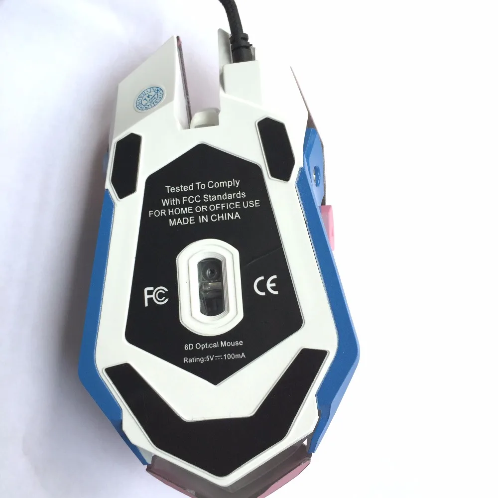 6 кнопок, игровая дышащая светодиодная мышь с подсветкой, D. VA Reaper, проводная USB компьютерная мышь для ПК и Mac, геймеров Overwatch