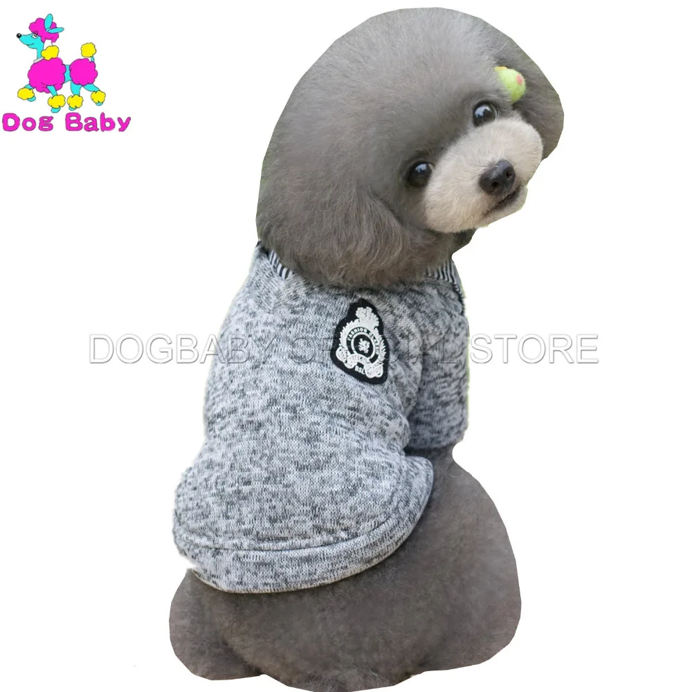 Однотонные пальто для собак 100% хлопок зимняя одежда синий серый цвет куртка