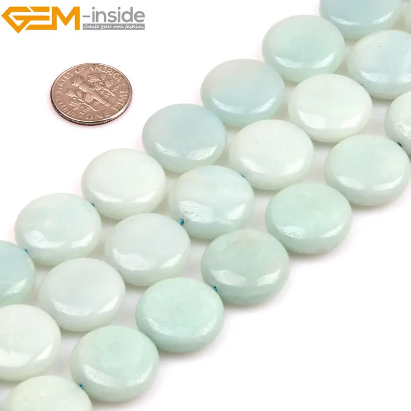 Драгоценный камень внутри натуральная плоская монета бусы из камня амазонита
