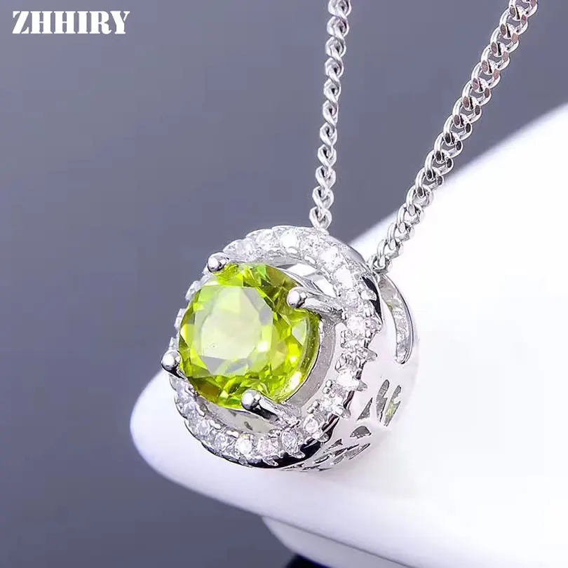Женское ожерелье из серебра 925 пробы с натуральным Перидотом|pendant|fine jewelry |