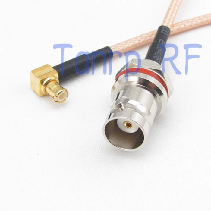 

10pcs 6in mini BNC female nut bulkhead to MCX male right angle RF adapter connector 15CM Pigtail coaxial jumper cable RG316