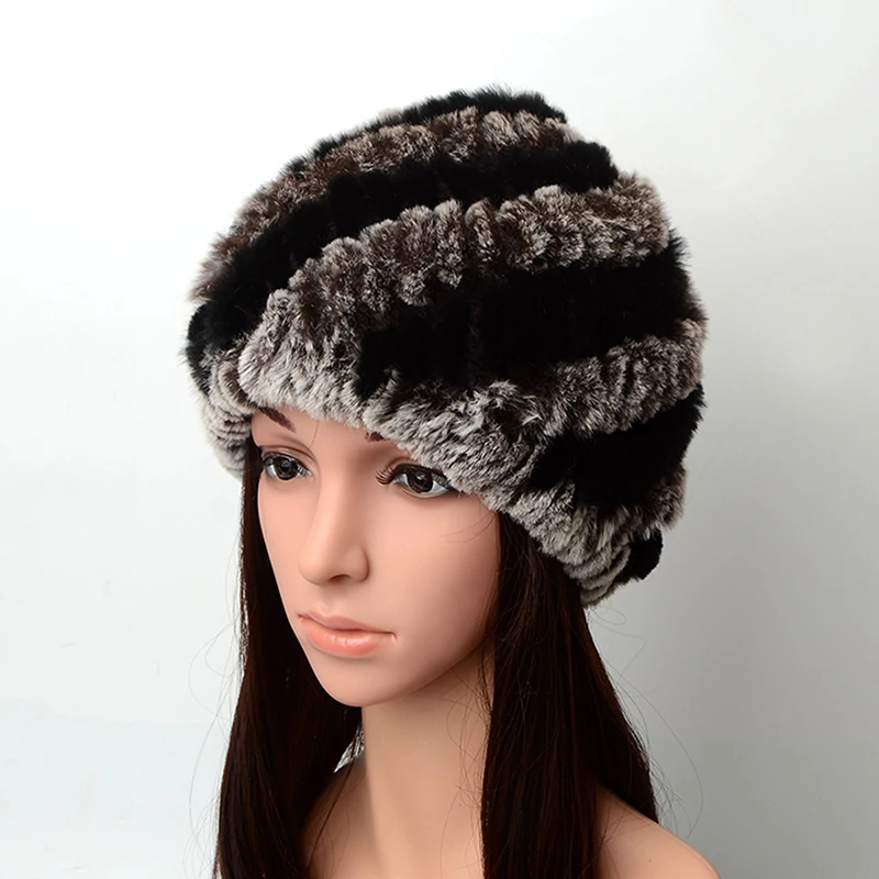 Модные натуральным лисьим мехом норки помпонами Skullies Шапки для Для мужчин женщин