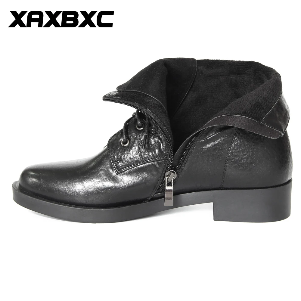 XAXBXC/Кожаные броги в британском ретро-стиле; оксфорды; короткие ботинки; женская обувь; Черная повседневная женская обувь на шнуровке с круглым носком ручной работы