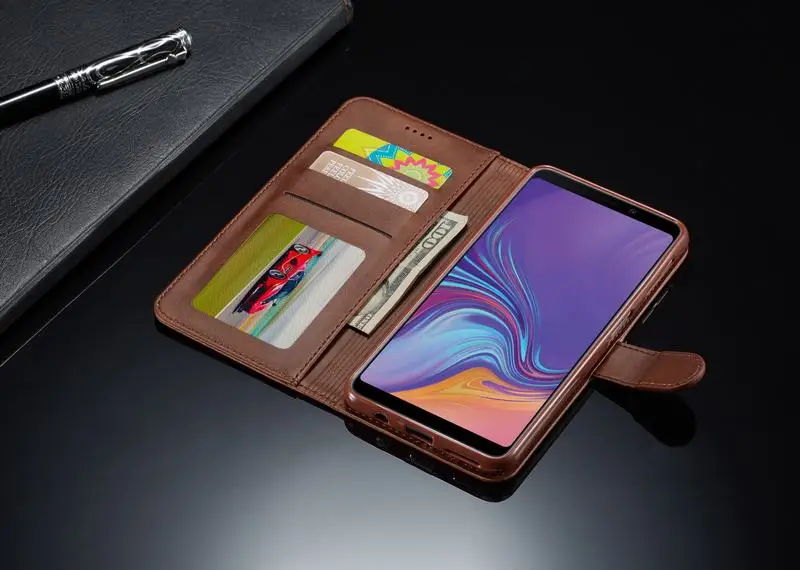 Чехол для samsung Galaxy A8 Plus A7 A9, роскошный чехол с магнитной откидной подставкой, кожаный чехол для телефона A 7 8, ретро Etui