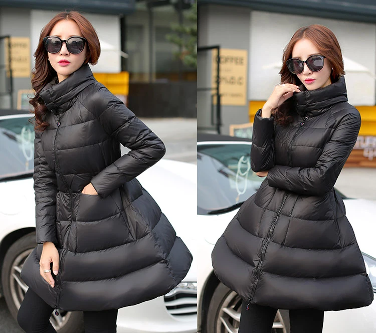 Новинка 2018 зимний длинный пуховик пальто стильная юбка женский тонкий большого