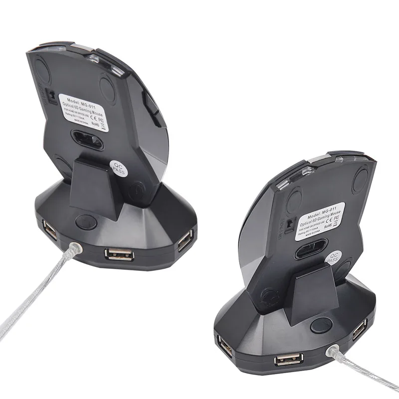 2 4G Беспроводная перезаряжаемая оптическая мышь с 3 портами USB HUB 0 зарядная док