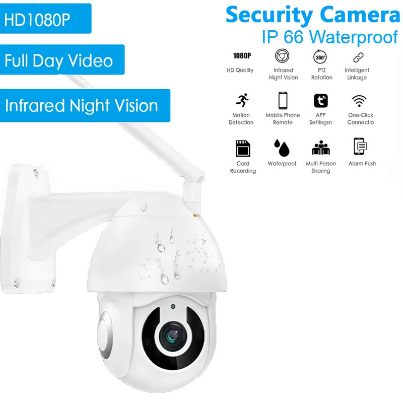1080P H.265 скоростная купольная уличная Wi Fi беспроводная ip камера с наклоном
