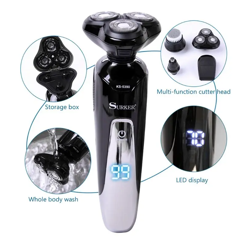 4 в 1 4D ЖК дисплей многофункциональная Бритва для электробритва моющийся триммер