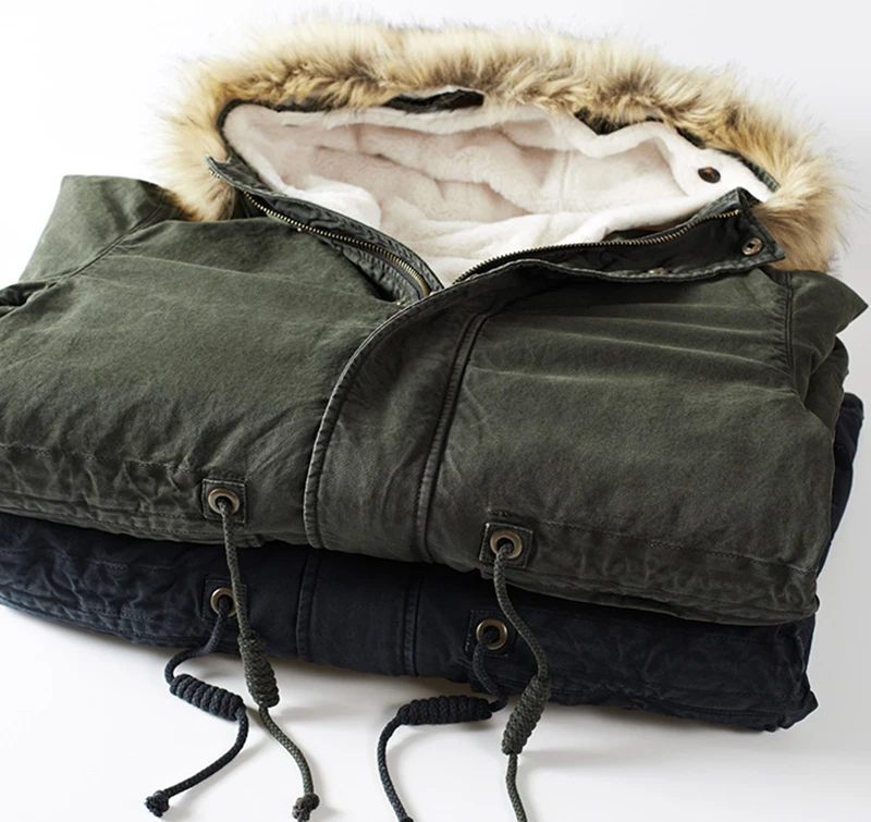 HISTREX/Новая Мужская парка из плотного флиса, хлопок, свободный крой, зимняя-40'C, сохраняющая тепло, Мужская Военная джинсовая куртка Amry темно-синего цвета HPDJY