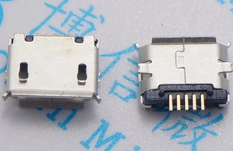100 шт. разъем micro USB 5 контактный контакт SMD длинная игла 5pin медный корпус порт для