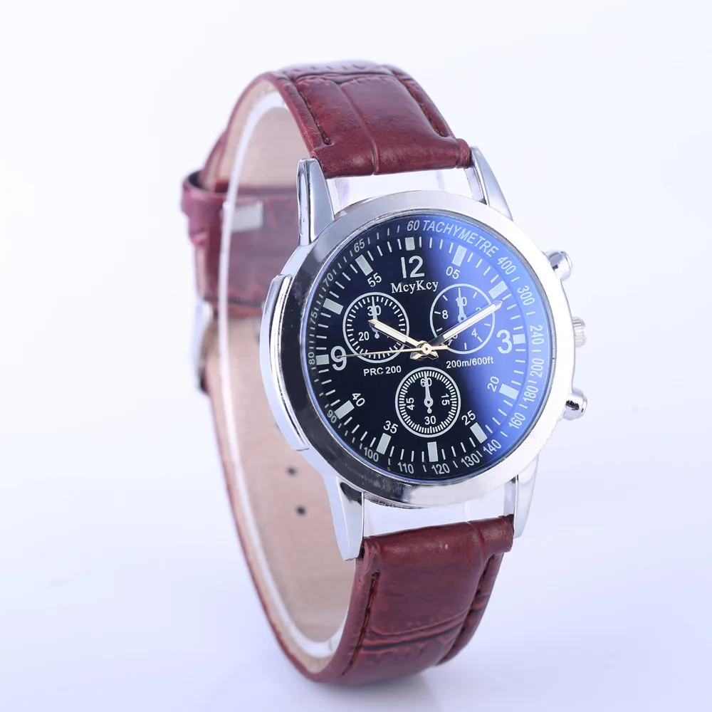 

Timezone # 501 Hot sale 2018 Top Brand Luxury Fashion Faux Leather Watches Mens Blue Ray Glass Quartz Analog Watch Wrist watch