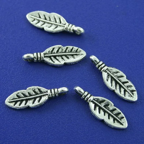 

100pcs dark silver color two sides leaf charms H0780