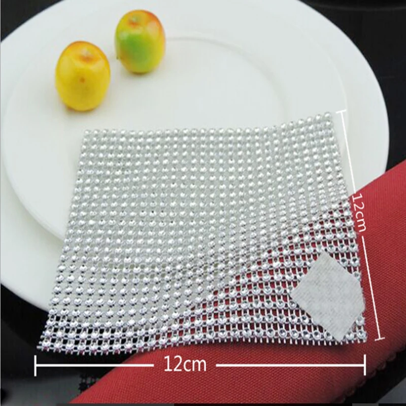 

10pcs Square Napkin Ring for Party Wedding Festival Decoration Plastic Chair Buckle Table Ornament Colorful Diamond Buckle