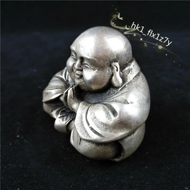 Collectible China Handwork Tibet Silver Carve Child Buddha Cute Statue Decor | Украшения и аксессуары