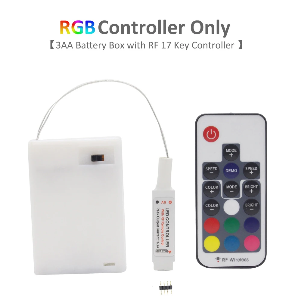 RGB Controller Only 3AA Светодиодная лента с питанием от батареек RGB 5050 Tira светодиодный водонепроницаемый 50 см 1 м 2 м батарея с пультом дистанционного управления для кемпинга украшение дома светильник - Испускаемый цвет: RGB Controller Only