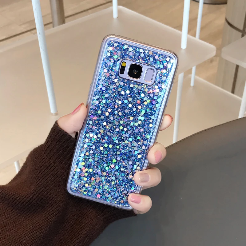 Для samsung Galaxy S10E S10 S9 S8 плюс S7 края блеск Хрустальные Блестки мягкий чехол для A3 A5 A7