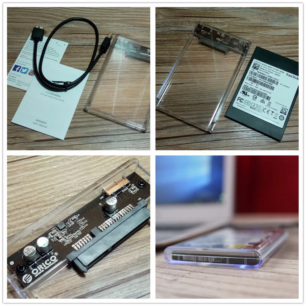 ORICO 2 ТБ Чехол для мобильного жесткого диска USB 3,0 на SATA жесткий диск Внешний корпус чехол без винтов для Windows/Mac