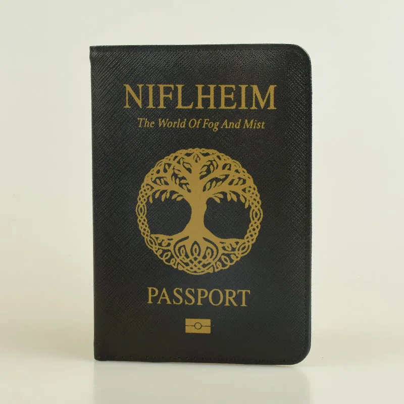 HEQUN World Tree of Thor Обложка для паспорта Rfid Блокировка из искусственной кожи NIFLHEIM кошелек для паспорта для Путешествий Держатель для кредитных карт и документов - Цвет: NIFLHEIM