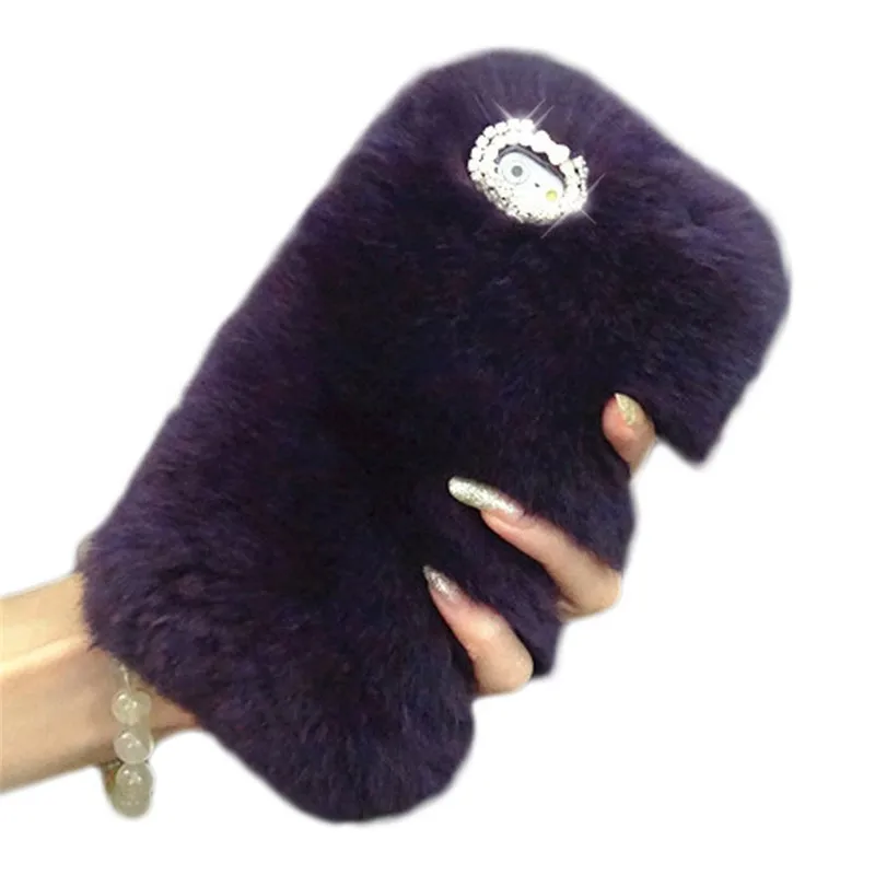 Роскошный Шикарный бриллиантовый бант Пушистый Зимний теплый чехол из меха