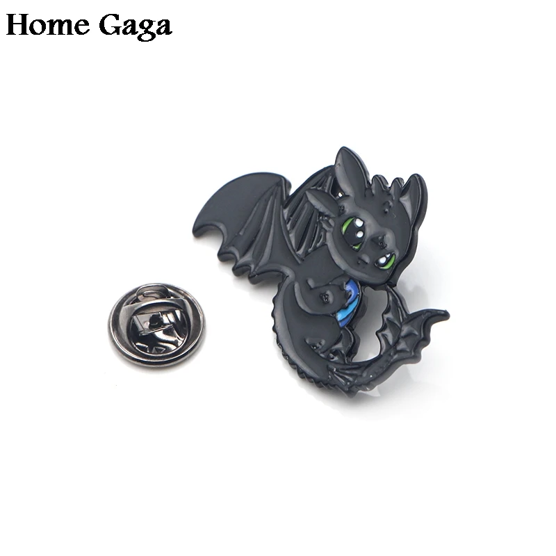 Homegaga Как приручить дракона Ночная фурия Беззубик мультфильм булавки броши для рюкзака, одежды для мужчин и женщин значки медали D1464