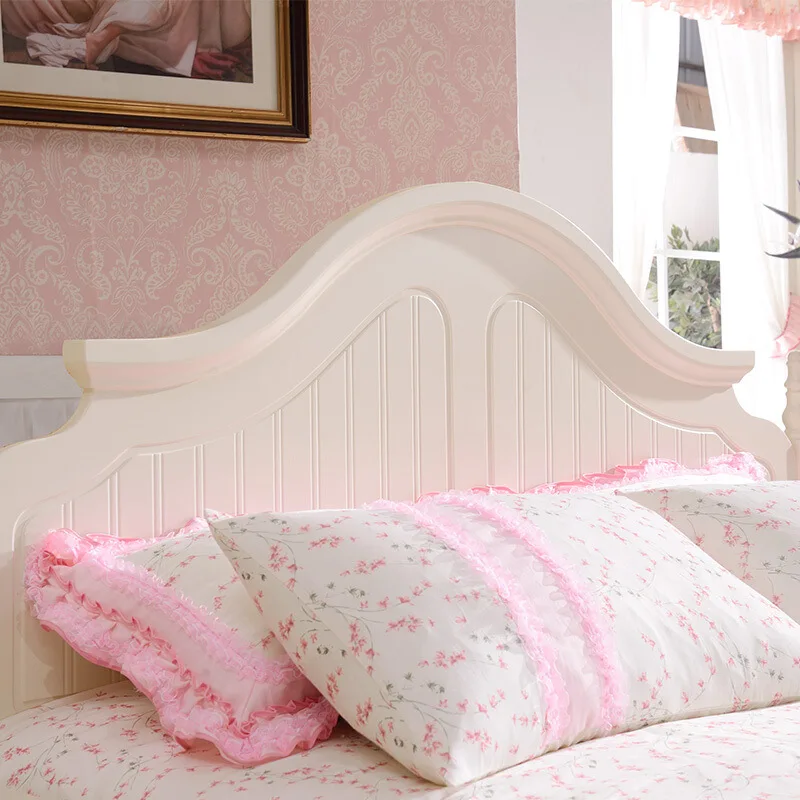 Высокое качество King Размеры деревянная рамка кровати розовый цвет девушка