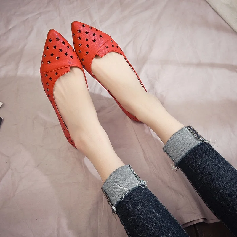 Women Flats 2019 Summer Fashion Pointed Toe Breathable Hollow Out Ballet Soft Slip on Outdoor Casual Jelly Shoes | Обувь