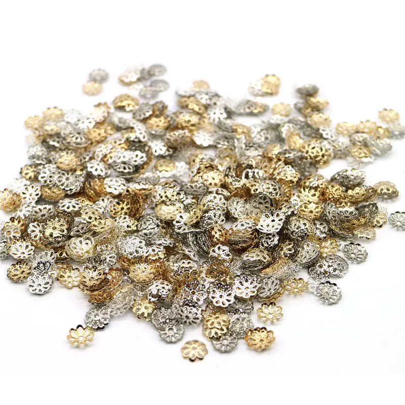 6mm Wholesale Silver Bead Cups Gold Plated Flower petal End Spacer Beads Caps Charms For Jewelry Making Drop Shipping 1000pcs | Украшения и