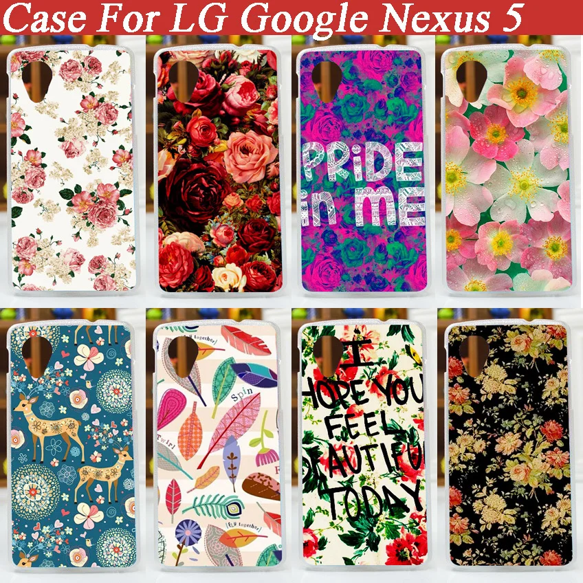 Бесплатная доставка красивый чехол для телефона с цветочным принтом LG Google Nexus 5