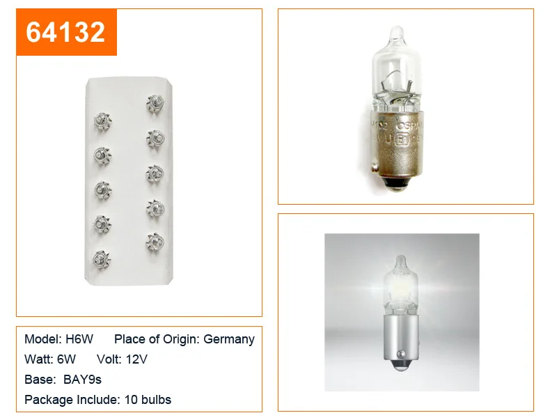 10 шт. OSRAM S25 H6W H21W P21W PY21W 12V исходной линии фары указателя поворота Стоп-сигнал светлые Противотуманные фары OEM автомобильная галогеновая лампы