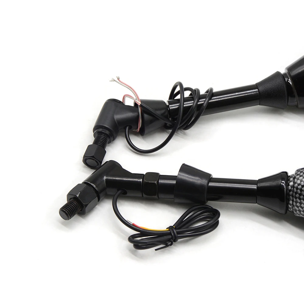 Pаспродажа Универсальные мотоциклетные Светодиодные поворотники, боковые зеркала заднего вида из углеродного волокна В гоночном стиле, янтарные с св...