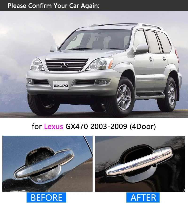 Хромированная накладка на ручку для Lexus GX470 2003-2009 4 двери 2004 2005 2006 2007 2008