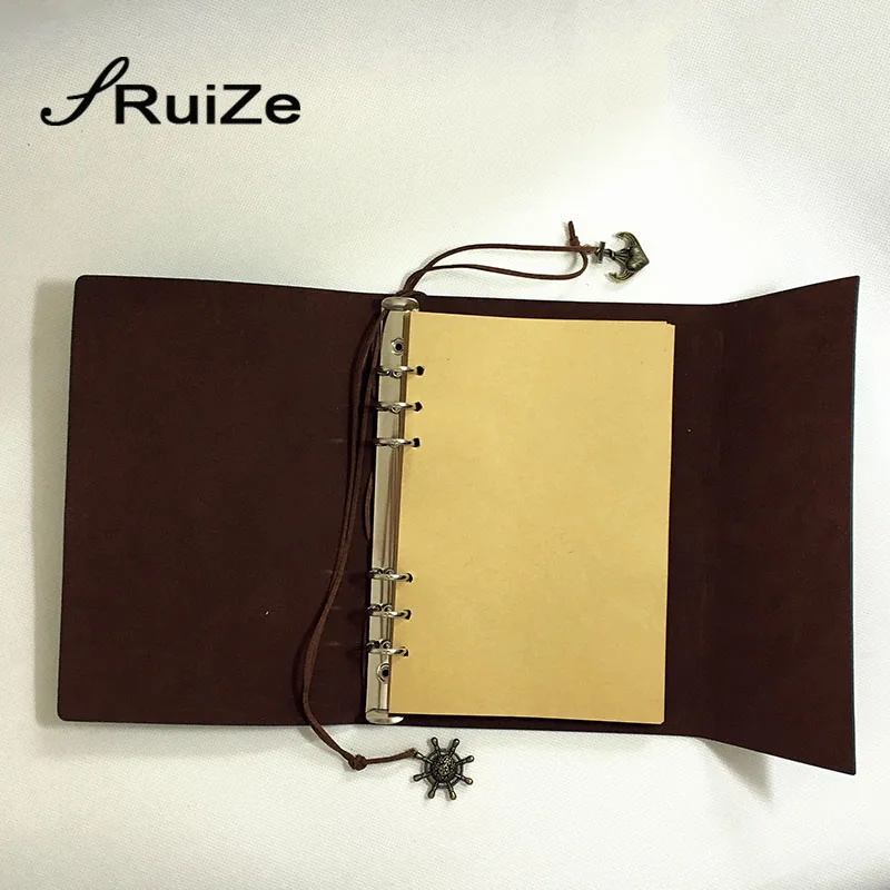 RuiZe leather journal, блокнот для путешественника, винтажная записная книжка, пустой альбом, страница А5, блокнот на спирали, дневник, выгравированное имя, канцелярские принадлежности