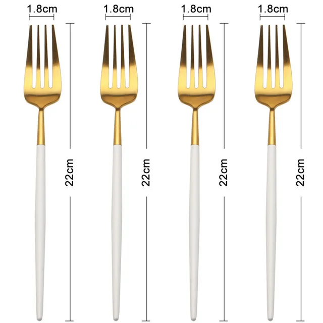 4 pieces of fork 4 шт./компл. столовая посуда, нержавеющая сталь ложки вилки ножи Набор белого золота набор столовых приборов пищевой столовые приборы для обеденного стола - Цвет: 4 pieces of fork