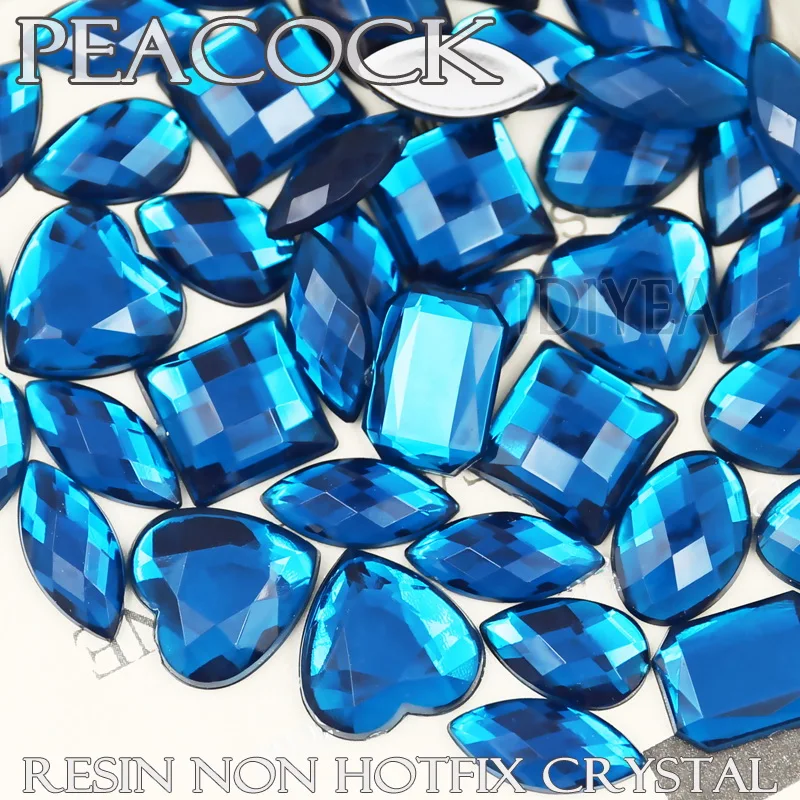 100 шт./лот смешанные размеры большие стразы в форме павлина акриловая смола без